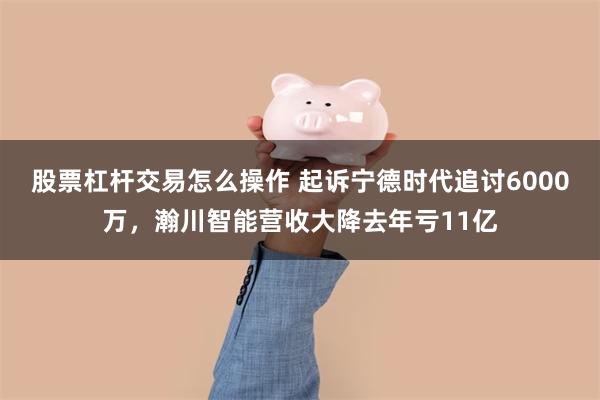 股票杠杆交易怎么操作 起诉宁德时代追讨6000万，瀚川智能营收大降去年亏11亿