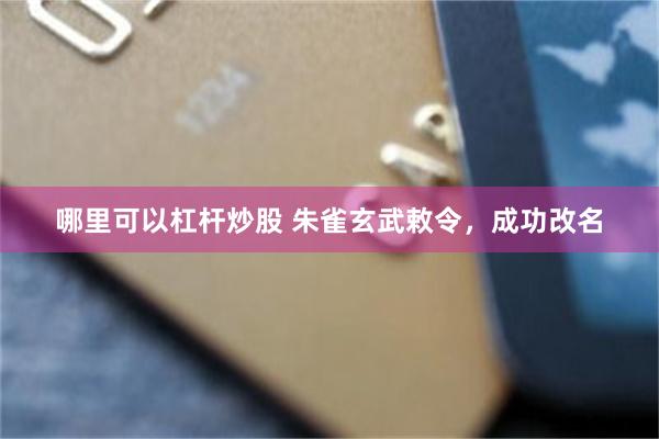 哪里可以杠杆炒股 朱雀玄武敕令，成功改名