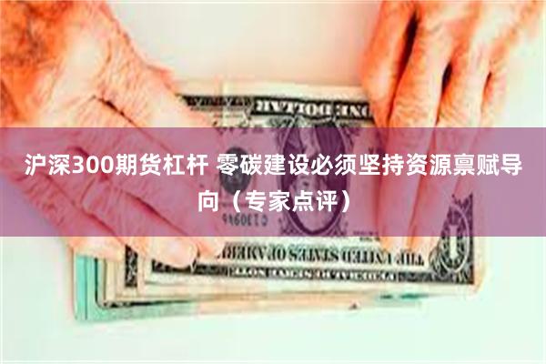 沪深300期货杠杆 零碳建设必须坚持资源禀赋导向（专家点评）