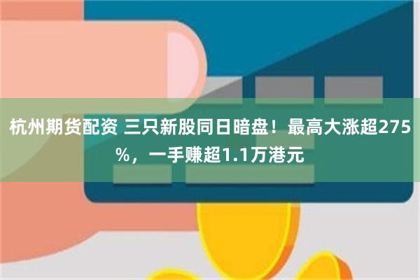 杭州期货配资 三只新股同日暗盘!最高大涨超275%,一手赚超1.1万港元