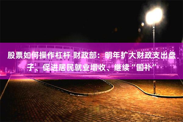 股票如何操作杠杆 财政部：明年扩大财政支出盘子、促进居民就业增收、继续“国补”