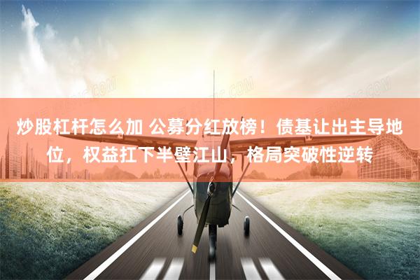 炒股杠杆怎么加 公募分红放榜！债基让出主导地位，权益扛下半壁江山，格局突破性逆转