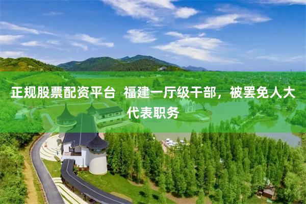 正规股票配资平台 福建一厅级干部,被罢免人大代表职务