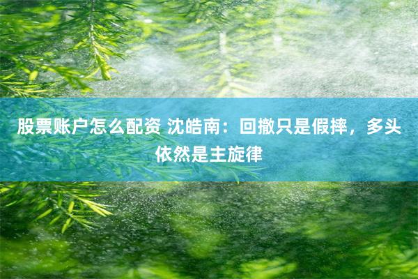 股票账户怎么配资 沈皓南：回撤只是假摔，多头依然是主旋律