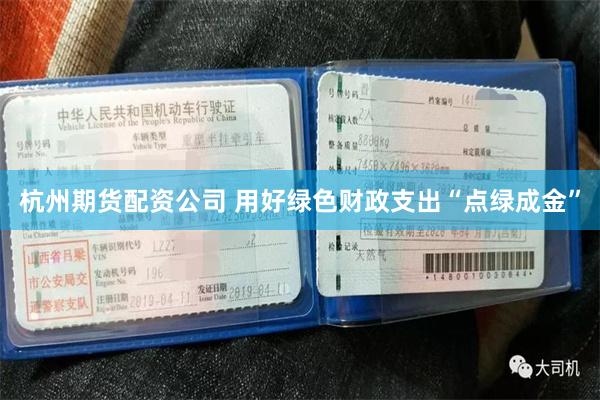 杭州期货配资公司 用好绿色财政支出“点绿成金”